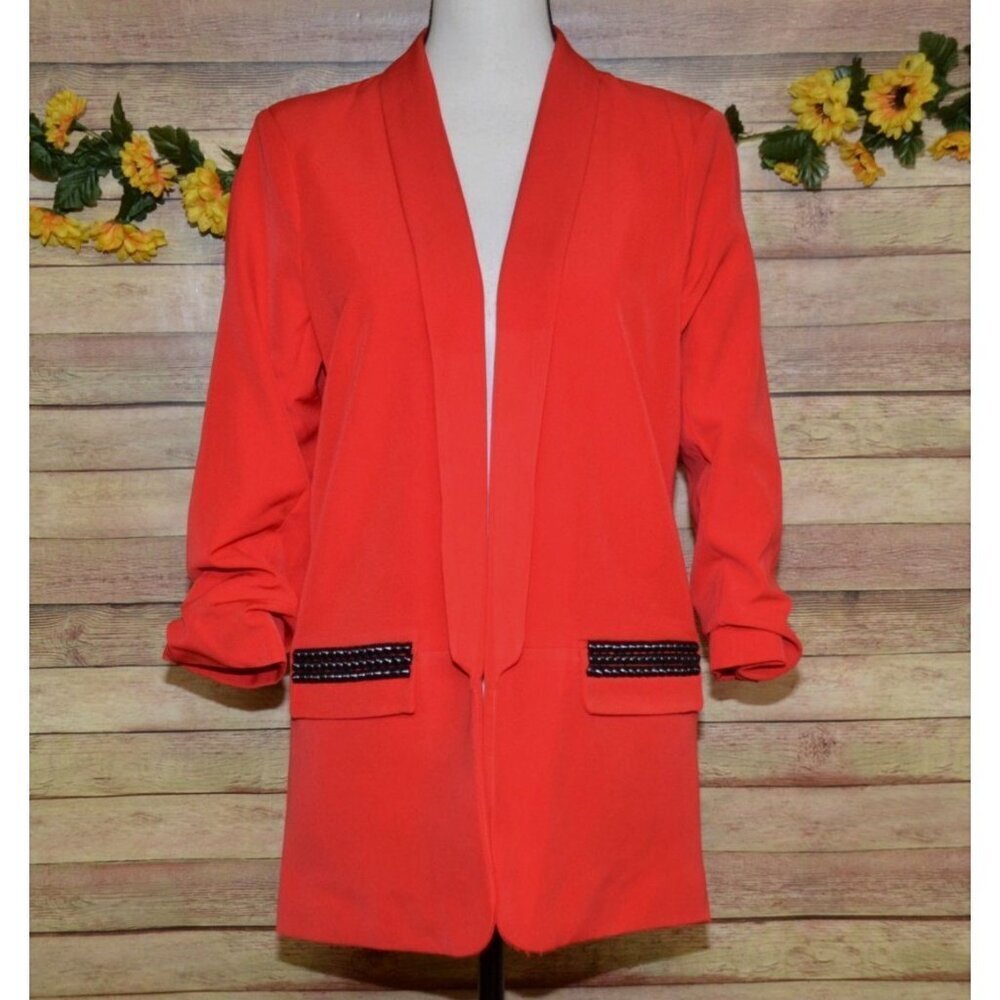 Moving Forward Designs STAR Blazer Jacket Size M Red Studded Sequin Statement